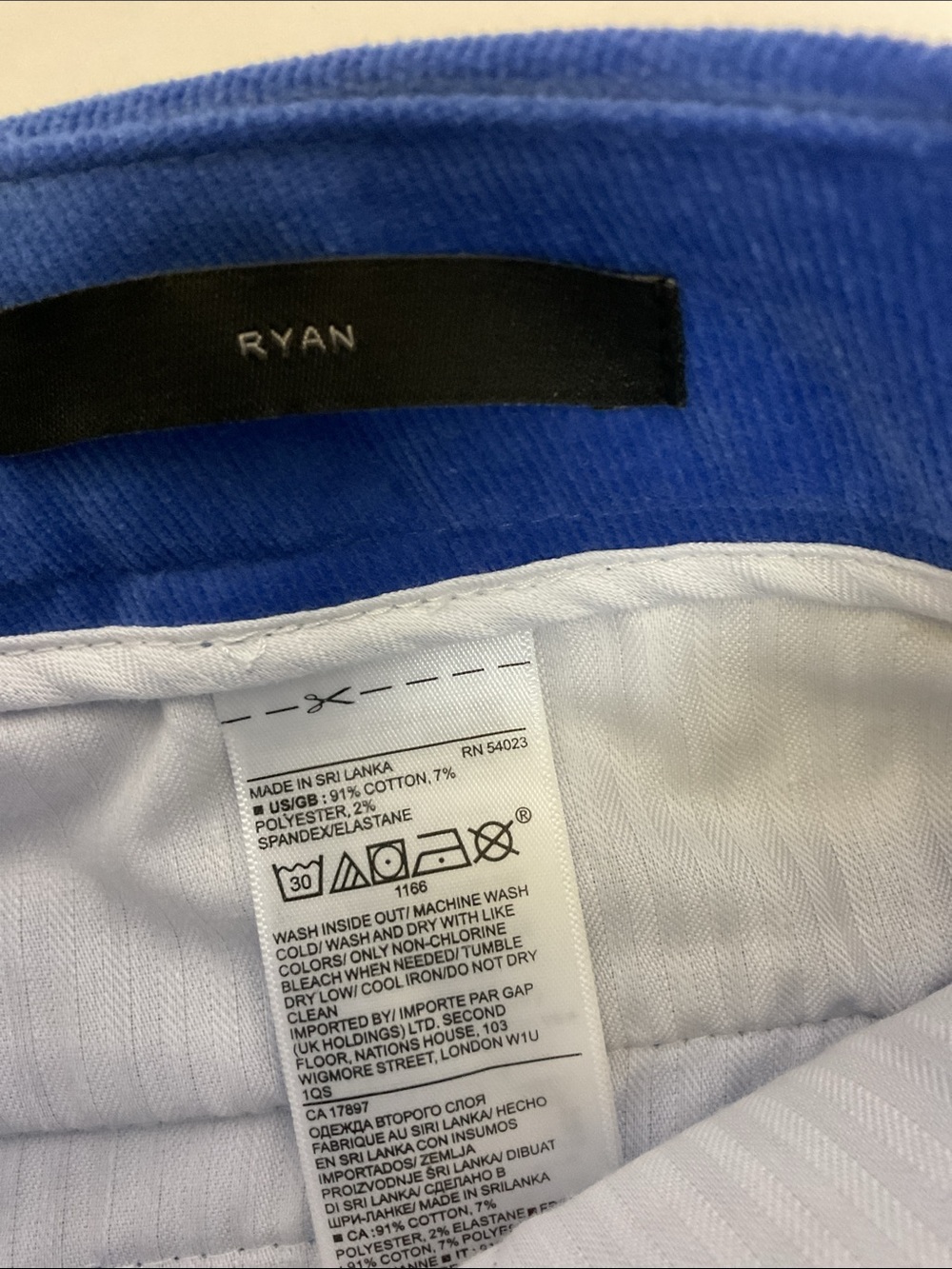 Banana Republic women’s blue Ryan Blue Slim straight fit corduroy pants - Picture 7 of 10
